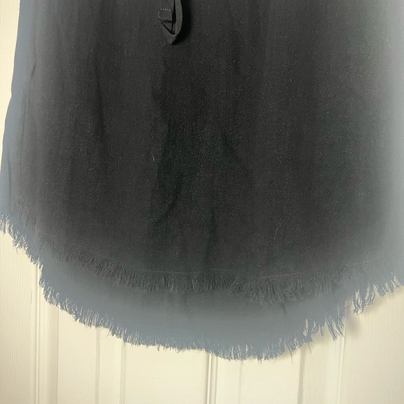 Umgee NEW Linen Fringe Hemline Mini Skirt Black Sz S Boho Grunge Western Indie - Picture 7 of 7